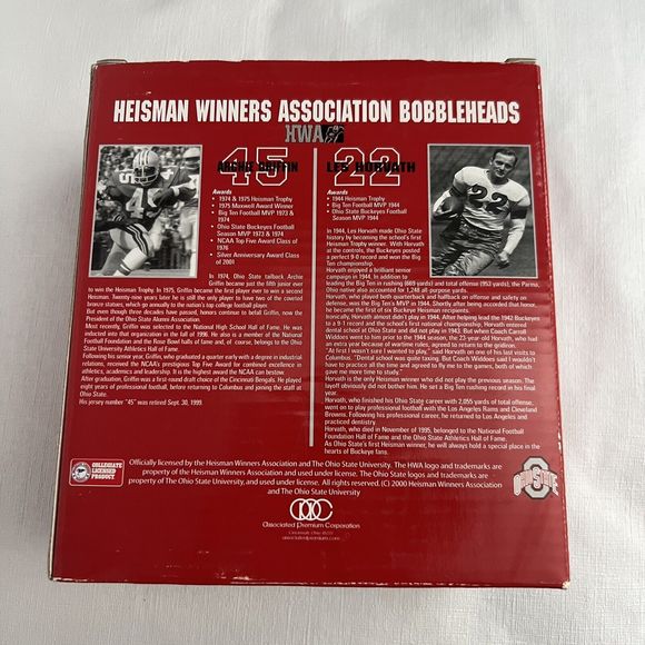 Heisman Trophy Winners Archie Griffin & Les Horvath Bobbleheads - Picture 2 of 6